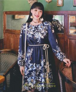 ミニ丈 | ワンピース ひざ丈 膝上 着映え 着痩せ 長袖 ゆったり 大人っぽ 普段使い 旅行 部屋着 お出かけ ベージュ 青 かわいい きれいめ 花柄 SNS映え リゾート レトロ風