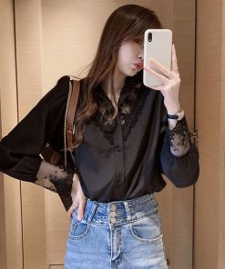 シャツ・ブラウス | レディース 長袖 シャツ シャツ カットソー 大人セレブ おしゃれ韓国ファッション 春秋新作 刺繍 トップス レースブラウス ブラウス