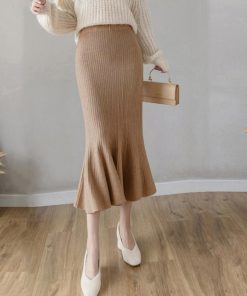フレアスカート | リブニット マーメイドスカート 春秋冬