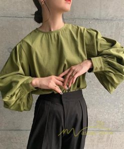 シャツ・ブラウス | 長袖ブラウス 綿100%ブラウス レディース シャツ 秋物 パフスリーブブラウス 無地 トップス 長袖 夏秋物 20代30代 可愛い ゆったりシルエット OL 大人