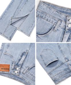 デニム | ハイウエスト デニムパンツ スリット韓国