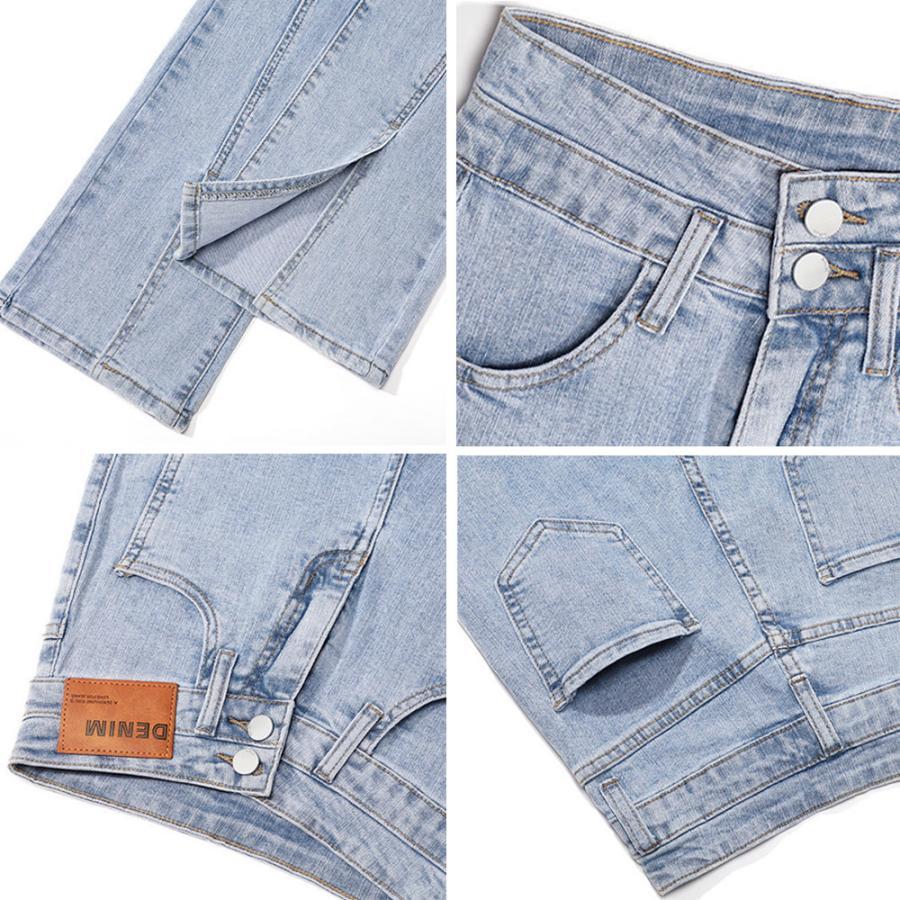 デニム | ハイウエスト デニムパンツ スリット韓国