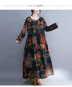 マキシ | 大きいサイズ レディース ワンピース コットン マキシ丈 細魅せ 着痩せ 丸首 サイドポケット 夏 秋 秋服 マキシワンピ 秋用 ゆったり ロング ぽっちゃり