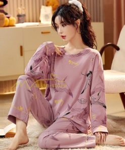 パジャマ ルームウェア | パジャマ ルームウェア レディース 春秋 長袖 パジャマ 綿ルームウェア 20色 上下セット 可愛い ナイトウェア Tシャツ 寝巻き 室内着 ホームウェア ロングパンツ