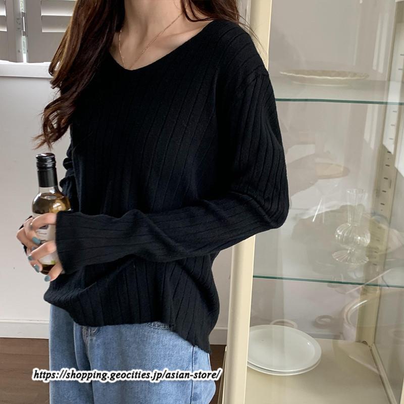 ニット・セーター | カットソー ニット レディース リブニット 長袖 秋冬 春 トップス スリム ストレッチ インナー 無地 着痩せ プルオーバー 長袖カットソー 長袖ニット 通学通勤