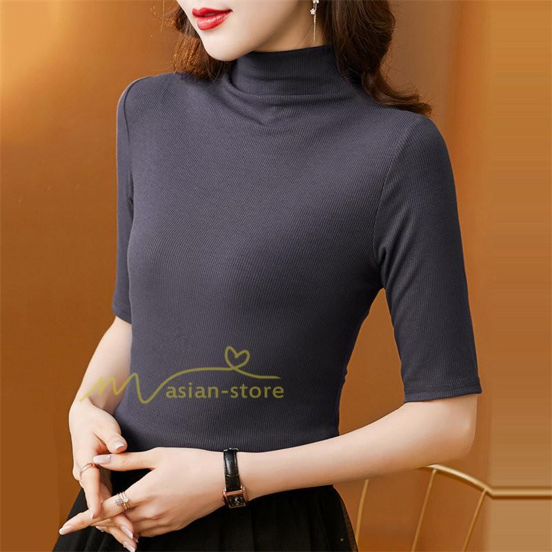 tシャツ・カットソー | トップス カットソー インナー Tシャツ レディース 五分袖 春 カジュアル おしゃれ 女性用 シンプル 着痩せ 20代30代40代50代 ホワイト ブラック 夏物 無地