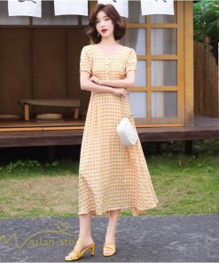 マキシ | ワンピース レディース チェック柄 きれいめ おしゃれ ゆったり ロング丈 着痩せ 春 夏 着痩せ ロングワンピース 上品 韓国風 バックファスナー エレガント