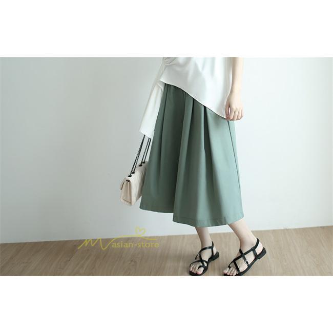 ワイドパンツ | ガウチョパンツレディース スカンツ スカーチョ リラックスパンツ 無地 ウエストゴム ゆったり シンプル 体型カバー おしゃれ ガウチョ ボトムス