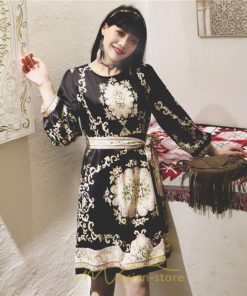 ミニ丈 | ワンピース 長袖 膝上 ひざ上 夏 秋 きれいめ レディース 大人 カジュアル かわいい 上品 リゾート お出かけ ワンピ 小柄 赤 黒 花柄 低身長 二色展開