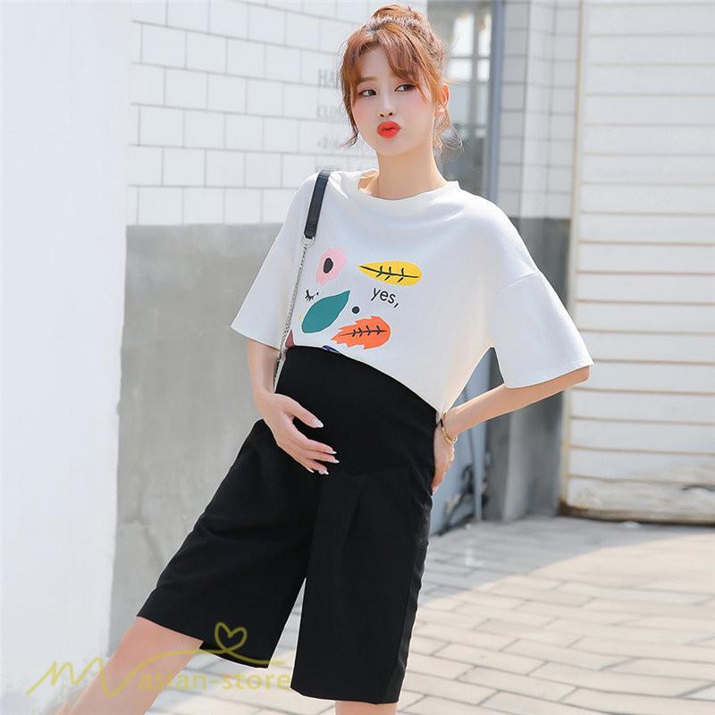 パンツ レギンス | ハーフパンツ ワイドパンツ マタニティパンツ ゆったり おしゃれ 上品 大きいサイズ 上品 マタニティウェア ポケット付き ウエスト調整 サマー 妊婦服 ママ