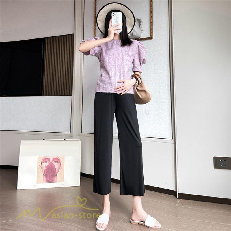 パンツ レギンス | マタニティ ワイドパンツ ガウチョパンツ 着痩せ 無地 着痩せ ゆったり マタニティパンツ パンツ マタニティウェア 日常 夏新作 おしゃれ サマー サマーパンツ