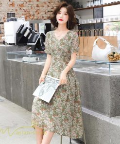 ミディアム | ワンピース Aライン レディース 着痩せ 上品 カジュアルワンピース 大きいサイズ きれいめ Vネック ひざ下丈 ミディアムワンピース お出かけ 通勤通学 30代40代