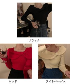 ニット・セーター | ビッグリボンニットトップスレディース秋冬