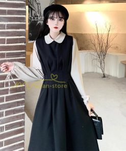 マキシ | ドッキングワンピース レイヤード風ワンピース ロングワンピース Aラインワンピース フェイク 切り替え 秋 レディース 30代40代50代 長袖ワンピ ワンピ