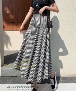 スカート | フレア フレアマキシ ロングコットン ウエストゴム マキシチェック柄 レトロ風 20代30代40代50代 通勤通学 カジュアル