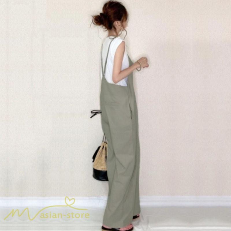 オーバーオール サロペット | オールインワン レディース サロペット シンプル つなぎ きれいめ パンツ 20代 30代 無地 可愛い ロングパンツ 上品 かわいい 5色展開 フリーサイズ シンプル