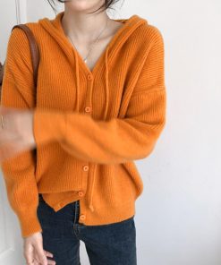 カーディガン | 韓国 ニットフード付き 秋