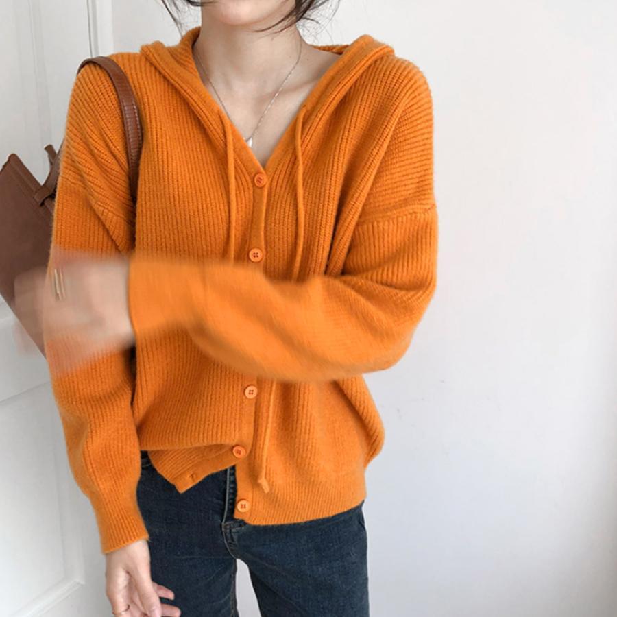 カーディガン | 韓国 ニットフード付き 秋
