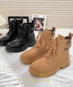 ショートブーツ | ブーツ レディース 軽量 歩きやすい おすすめ おしゃれ 編み上げ 太めヒール レザー風 走れる 痛くない 冬 秋 22.5cm-25cm 春 トレンド