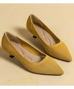 パンプス | ニット26.5cm 大きいサイズレディース 靴 9カラー リブニット 無地 柔らか 歩きやすい スリッポン 履きやすい 痛くない 走れる