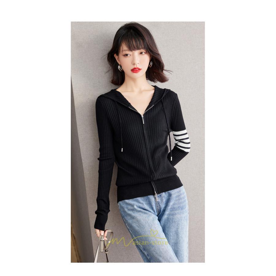 ニット・セーター | カーディガン レディース ニット 上品 カーデ ジャケット シンプル 長袖 秋 冬 秋冬 大人 レトロ風 着痩せ ウール 通勤 カジュアル フード付き 楽チン