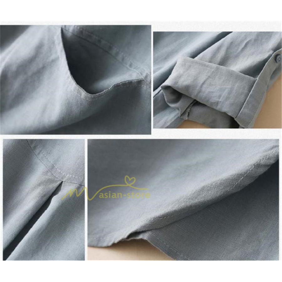 ミディアム | シャツワンピ 2WAY カーディガン 長袖 ロング 無地 体型カバー ワンピース アウター レディース ロングシャツ チュニック トップス 綿麻混ワンピース 冷房対策