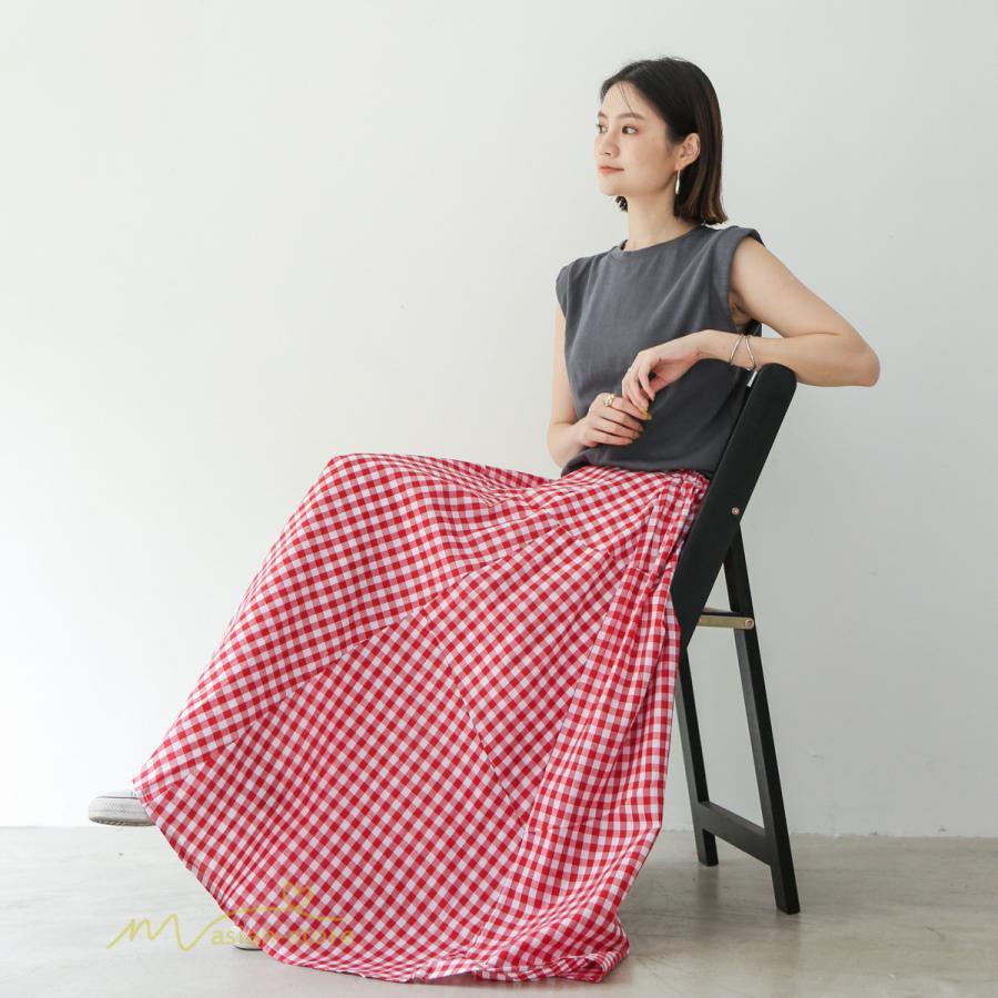 スカート | ロング夏新作 フレア切り替え チェック柄 20代30代 大人 40代50代 可愛い 60代 ゆったり 広い裾 ウエストゴム 6色 春 ダンス舞台 綿 春夏 秋