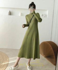 ニットワンピース | ワンピース 春 春服 レディース 長袖 ゆったり 秋 冬 ロング丈無地 20代30代40代50代 可愛い お出かけ 着痩せ 大人 通勤