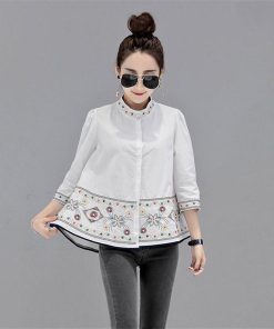 シャツ・ブラウス | シャツ ブラウス レデイース 刺繍 花柄 トップス ファッション シンプル デイリーコーデ エスニック トレンド お出かけ フェミニン エレガント カジュアル