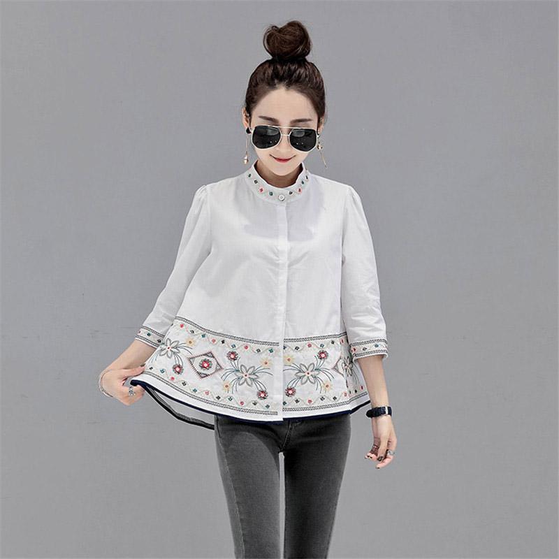 シャツ・ブラウス | シャツ ブラウス レデイース 刺繍 花柄 トップス ファッション シンプル デイリーコーデ エスニック トレンド お出かけ フェミニン エレガント カジュアル