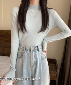 ニット・セーター | カットソー ニット レディース リブニット 長袖 秋冬 春 トップス スリム ストレッチ インナー 無地 プルオーバー 通学通勤 長袖ニット 長袖カットソー 着痩せ