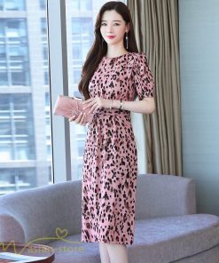 ミディアム | ワンピース レディース 着痩せ サマーワンピース 上品 カジュアルワンピース 上品 大きいサイズ 夏服 レオパード 20代 40代 30代 ミディアムワンピース 膝丈