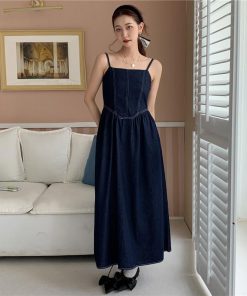 マキシ | デニムワンピース キャミソールワンピース ロングワンピース キャミワンピース レディース ワンピ 後ろゴム・キャザーデザイン 30代40代50代 可愛い 大人