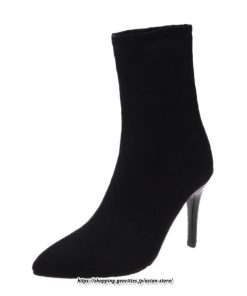 ブーツ | ハイヒール 10cmヒール 黒 レディース ポインテッドトゥ ピンヒール パンプス スエード調 可愛い おしゃれ 靴 秋 通勤 冬 美脚 高級感