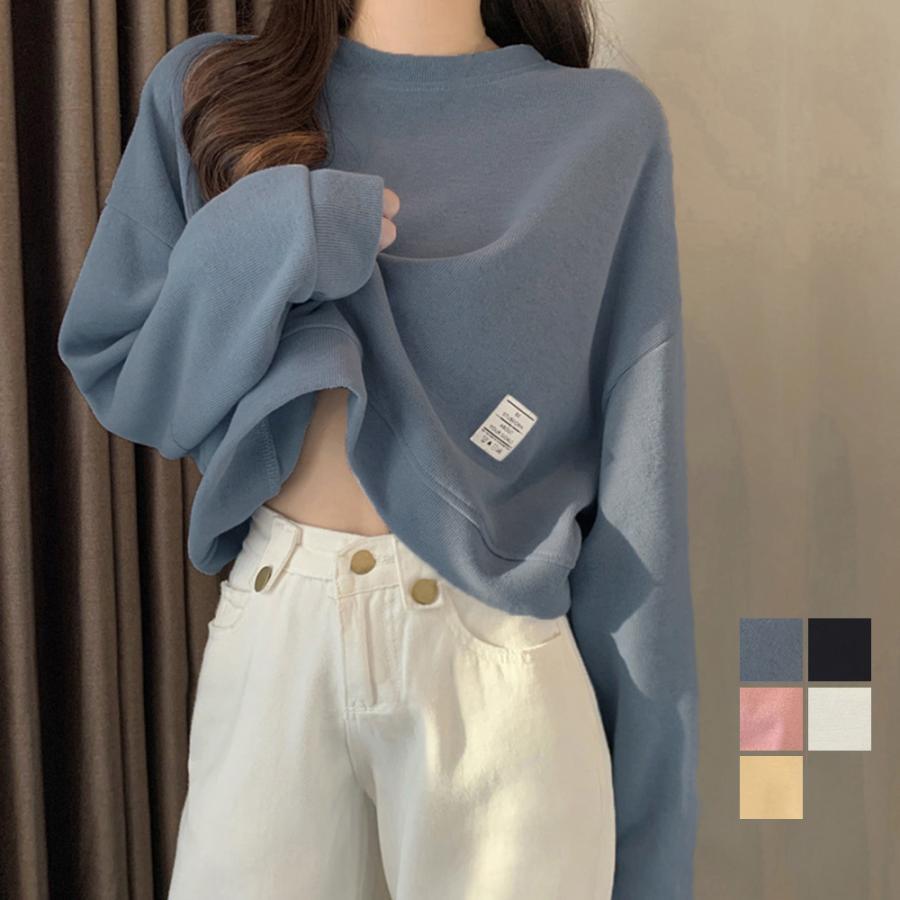 Tシャツ・カットソー | ショート丈スウェット レディース 韓国風