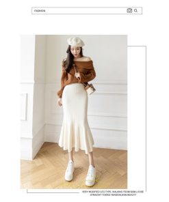 スカート | ニットレディース ボトムス ロング丈 ミモレ丈 ウエストゴム Aライン タイト マーメイド 楽チン 秋冬 韓国風 かわいい 着痩せ お出かけ デート