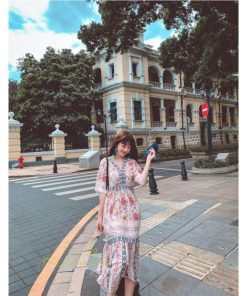 マキシ | 夏ワンピース ロングワンピース フレアワンピース 五分袖 落ち感 涼しい Vネック 大人 可愛い 旅行 パーティードレス お呼ばれワンピース 30代40代 ビーチ