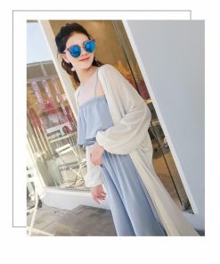 カーディガン | ロング薄手ニットレディーストップス 日焼け止め衣 UVカット 紫外線対策 長袖 前開き ゆったり 2020春夏 おしゃれ 透け感