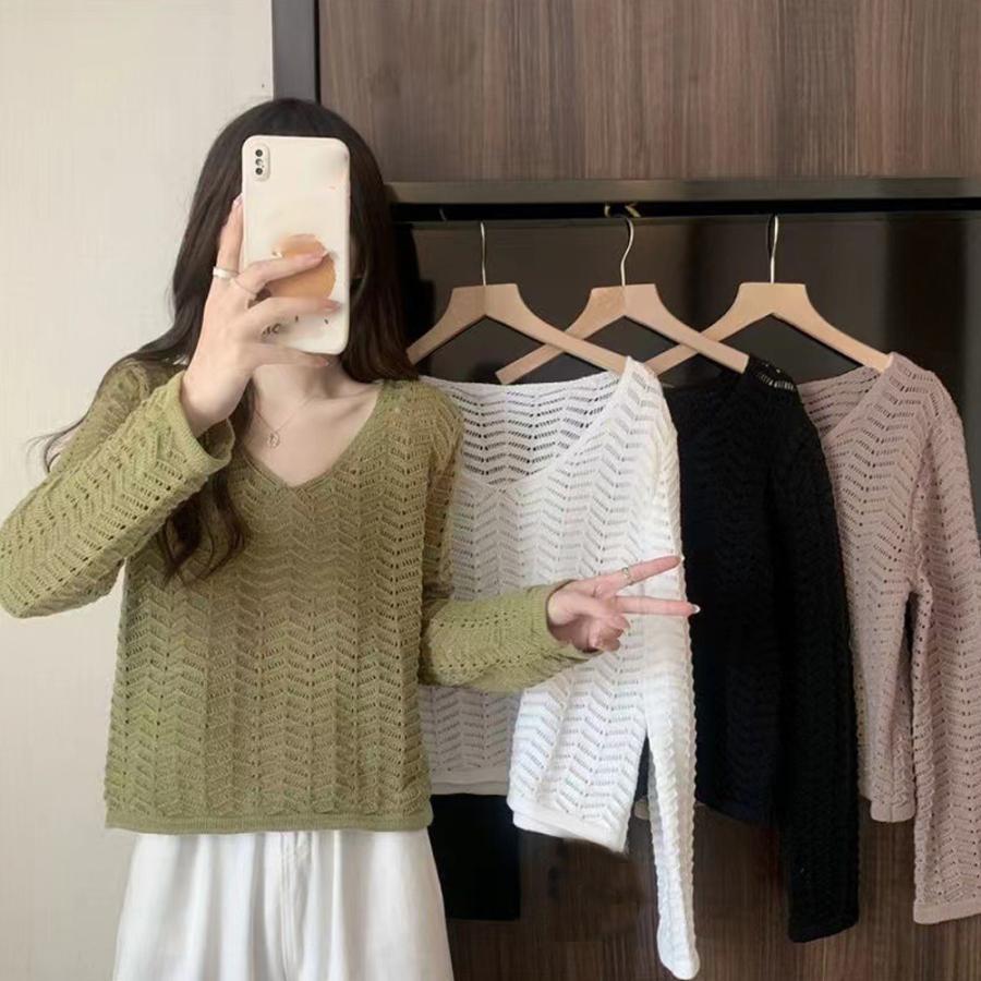 透かし編みトップス | 透かし編みニット メッシュニット 春秋冬