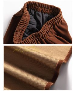 スカート | ロングティアードAラインミモレ丈 フレアビロードウエストゴム ハイウエスト 秋冬 無地 ゆったり