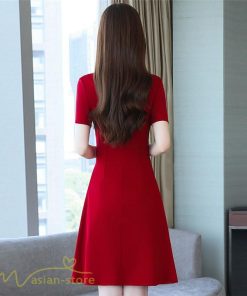 ミディアム | ワンピース レディース 無地 Vネック 半袖 カジュアル おしゃれ エレガント 上品 春 夏 新作 レディースワンピース サマーワンピース 膝丈 きれいめ お出かけ