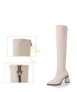 ロングブーツ | ニーハイブーツ チャンキーヒール 太ヒール レディース 靴 シューズ お出かけ 秋冬 ロング丈ブーツ 春秋冬 太ヒール 美脚 大人 黒靴