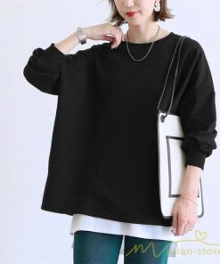 ｔシャツ・カットソー | ボーダー＆無地ビッグプルオーバー レディース トップス Tシャツ オーバーサイズ トレーナー 長袖 可愛い 20代30代40代 シンプル ゆったり ロングＴ