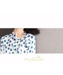 シャツ・ブラウス | ブラウス レディース シャツ トップス リボン 長袖 シフォン オフィス ドット柄 おしゃれ 高級感 ゆったり 日常 体型カバー デート 外出 通勤 着痩せ