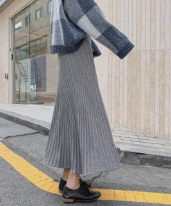 フレアスカート | ニットスカート レディース ハイウエスト フレアスカート