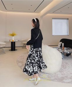 マキシ | ドッキングワンピース 秋 レディース 長袖ワンピース ロングワンピース 切り替えワンピース フェイク レイヤード風 Aラインワンピース お呼ばれワンピース