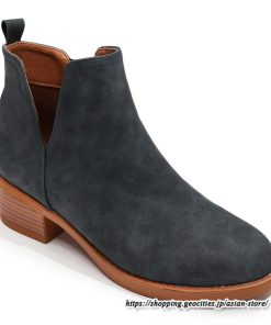 ショートブーツ | 大きいサイズ26.5cm レディース 上品 ブーツ 秋冬 春 チャンキーヒール 太ヒール シンプル 黒ブーツ ミドルヒール 大人 スリッポン ブーティー