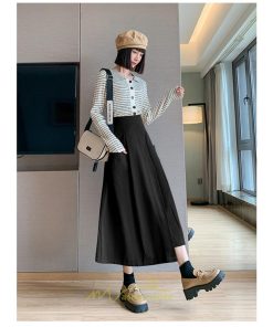 スカート | 綿秋 Aラインロングレディース 秋物 ボトムス 秋服 無地 体型カバー 30代通学通勤 おしゃれ感 大人 40代50代