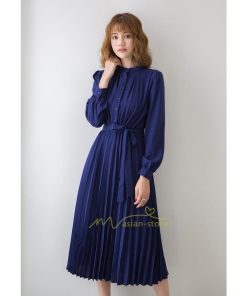 マキシ | プリーツワンピース ワンピース レディース ロングワンピース ミモレ丈 秋物 長袖 長袖ワンピース お呼ばれワンピース 大人 揺れる 二次会 シャツワンピース