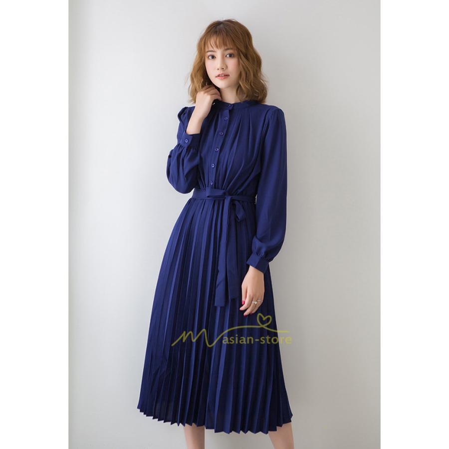 マキシ | プリーツワンピース ワンピース レディース ロングワンピース ミモレ丈 秋物 長袖 長袖ワンピース お呼ばれワンピース 大人 揺れる 二次会 シャツワンピース